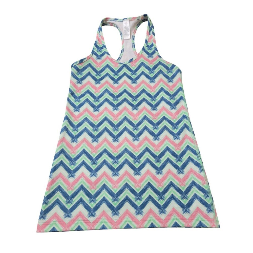 IVIVVA by Lululemon Sz 12 Girls Pink Green Blue Racerback Tank Top Shirt D21
